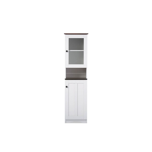 Baxton Studio Lauren Two-tone White and Dark Brown Buffet and Hutch Kitchen Cabinet 119-6521 - main